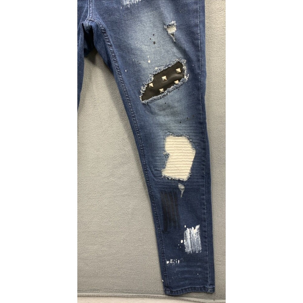 Brooklyn State Denim Jeans Men's Size 34 Blue Distressed Destroyed - Picture 11 of 16
